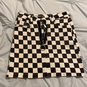 Vintage Checkered Jean Skirt